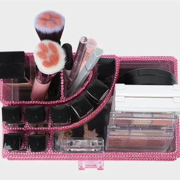 NWT Sparkling Bling Swarovski Crystal Rhinestone Cosmetic Organizer Jewe…